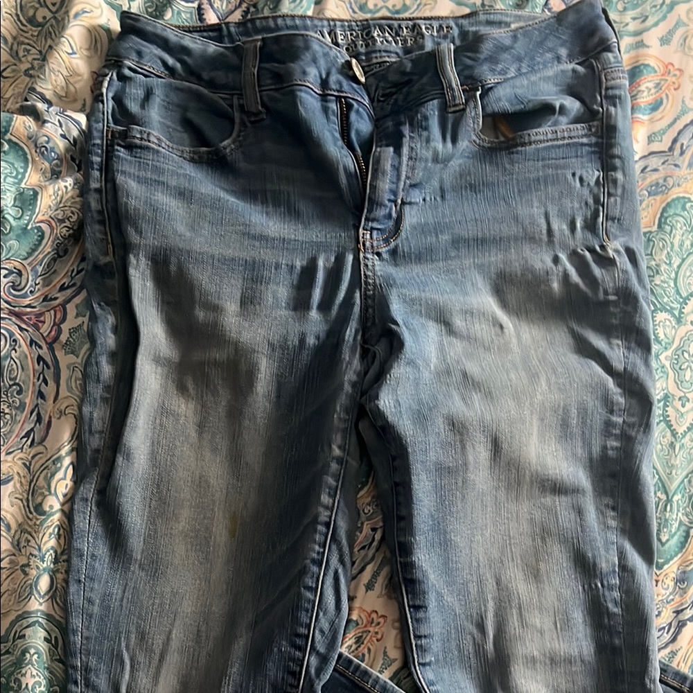 Blue Skinny Jeans with a Faded Look